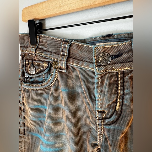 Mek Denim Barcelona Corduroy Y2K Low Rise Iridescent Gray Blue Pants Sz 27 - Picture 5 of 13